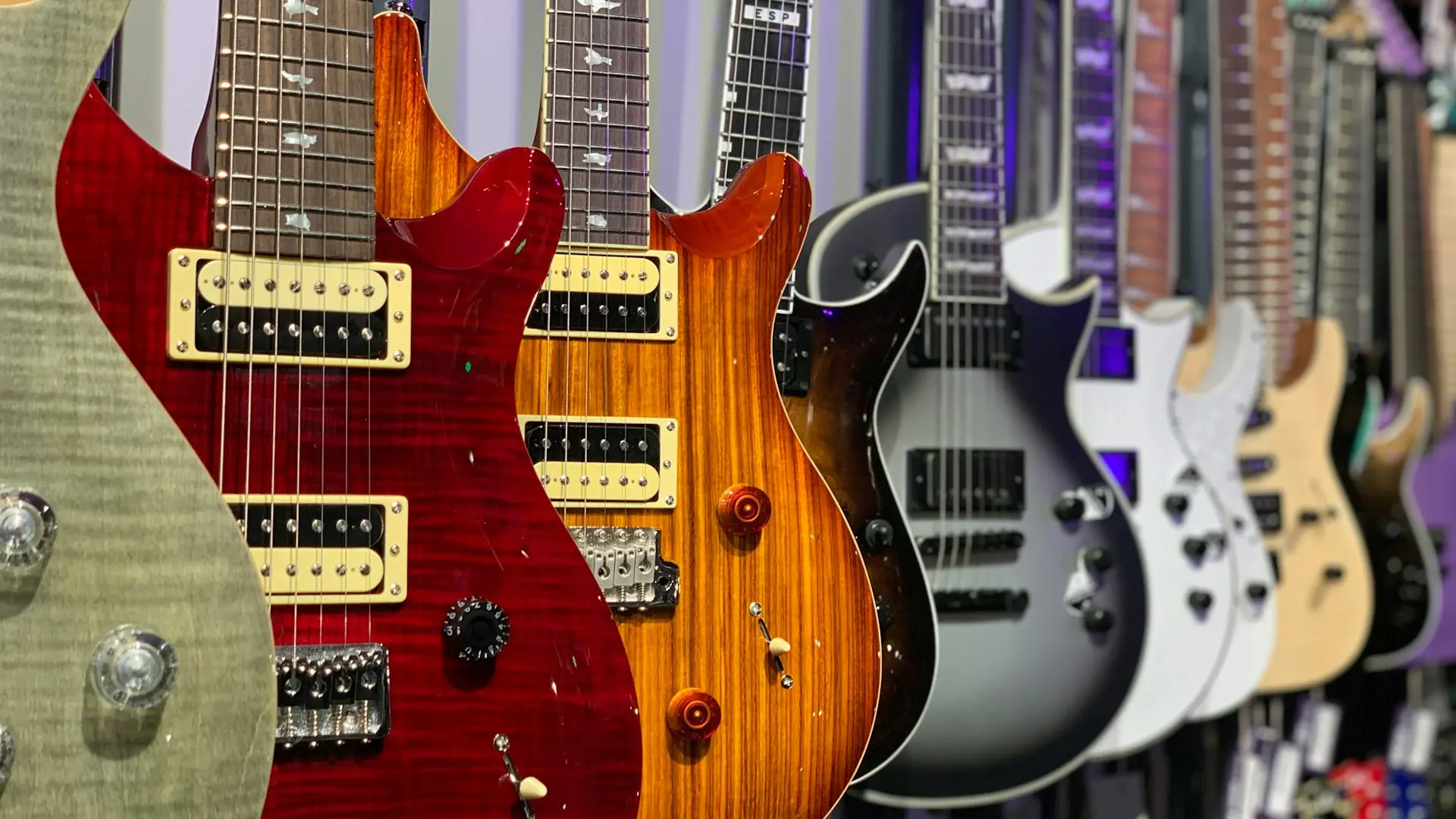 assorted-color electric guitar lot