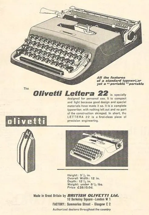 Pubblicità Olivetti Lettera 22